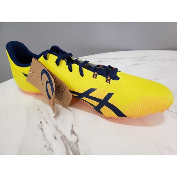 SIZE 13 Asics Hypersprint 8 Mens Yellow Blue Running Track & Field Spikes Cleats main image 4